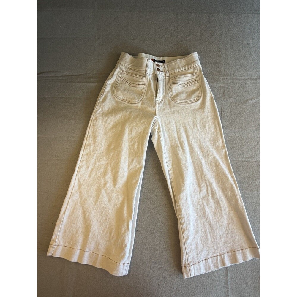 Indigo Poppy Wide-Leg Girls Jeans White Light Wash Denim Size 12 W28 L21